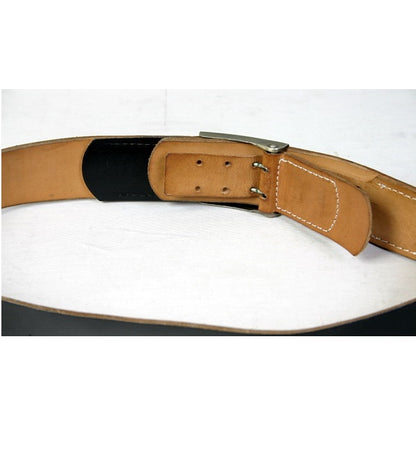 Vintage German army black leather belt Bundeswehr insignia buckle