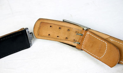 Vintage German army black leather belt Bundeswehr insignia buckle