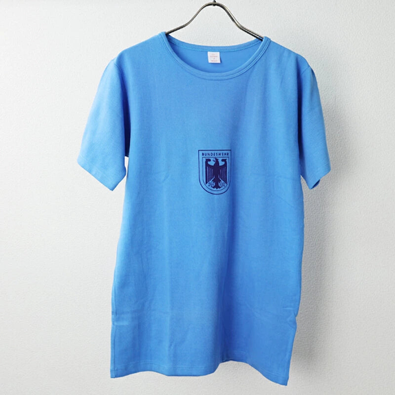 Vintage German army sports t-shirt military bundeswehr sky blue cotton w