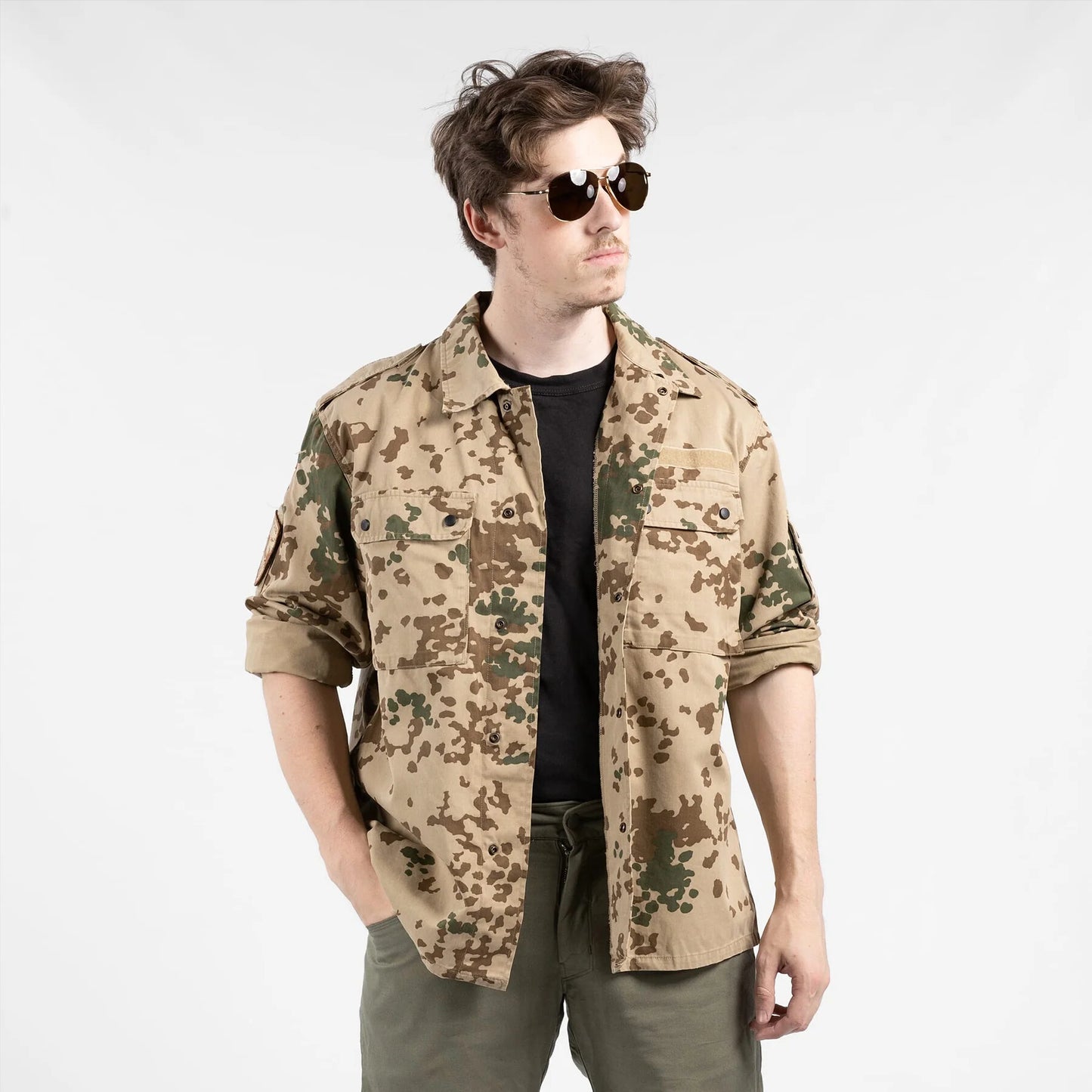 Vintage German army desert field shirt jacket coat fieldshirt camo camouflage military wustentarn tropentarn