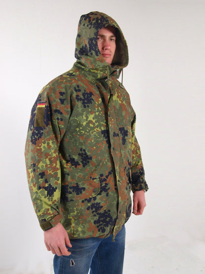 Authentic German Army Goretex  waterproof Parka military coat jacket Bundeswehr camouflage raincoat rain gear camo flecktarn