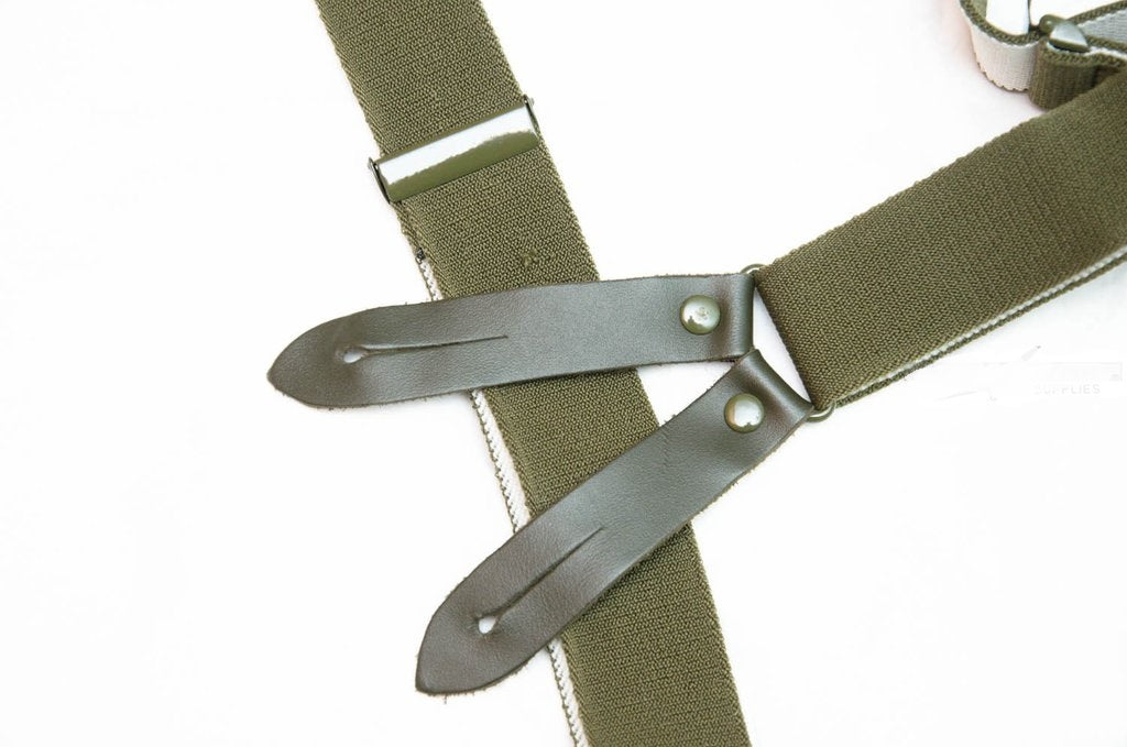 Vintage German army suspenders braces bundeswehr y strap leather military