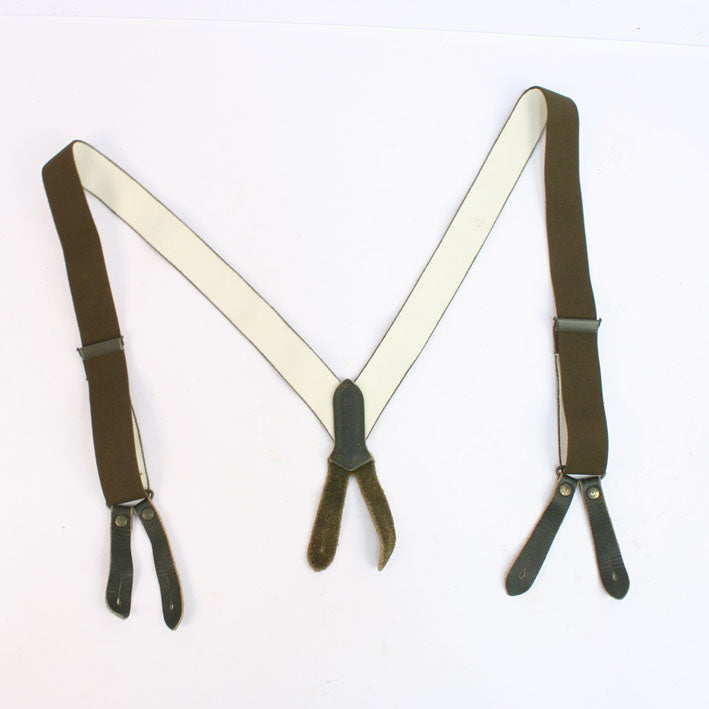 Vintage German army suspenders braces bundeswehr y strap leather military