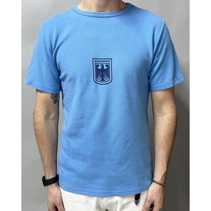 Vintage German army sports t-shirt military bundeswehr sky blue cotton
