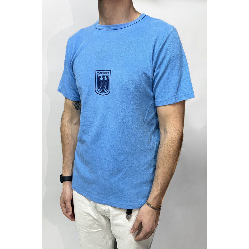 Vintage German army sports t-shirt military bundeswehr sky blue cotton