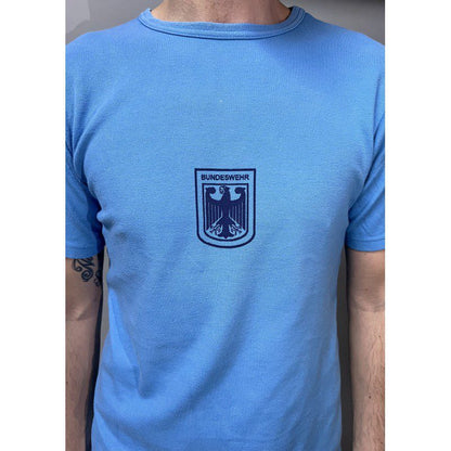 Vintage German army sports t-shirt military bundeswehr sky blue cotton