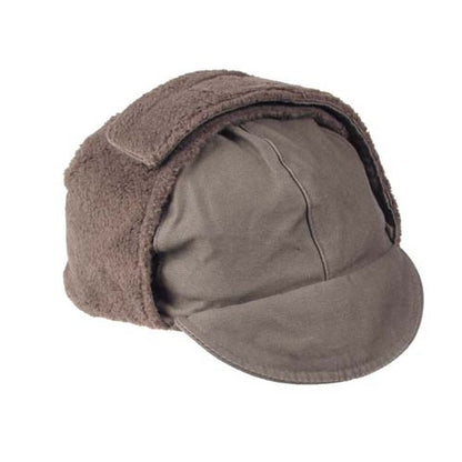 New Unissued German army winter cap beret military hat bundeswehr olive khaki baseball peaked flecktarn faux fur