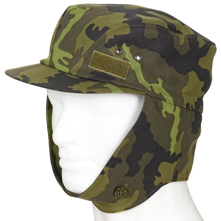 New Unissued Czech army M95 field cap hat camo ear flaps camouflage woodland