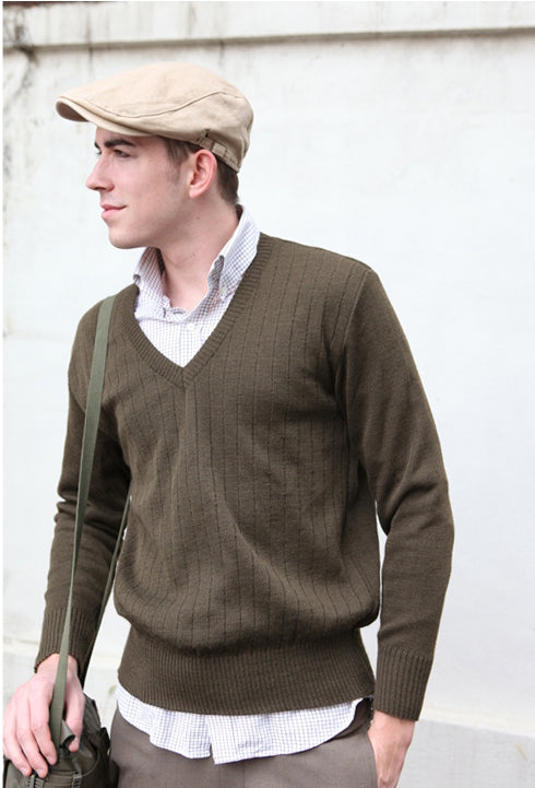 1980s Vintage Czech army brown V neck jumper sweater pullover w military communist Soviet era (Copy)