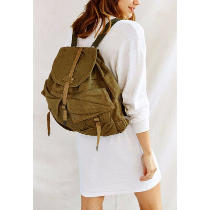 Vintage Czech army communist rucksack backpack soviet era canvas military bag