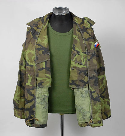 Vintage 1990s Czech Army women's military camo jacket coat camouflage m65 style unlined