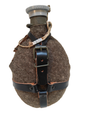 Vintage Czech army Communist wool canteen flask cask military Soviet plastic top laces
