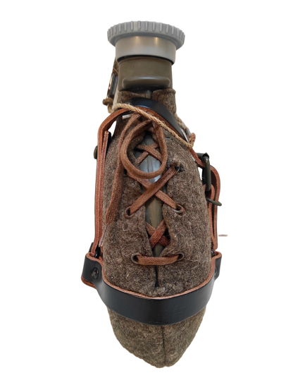 Vintage Czech army Communist wool canteen flask cask military Soviet plastic top laces