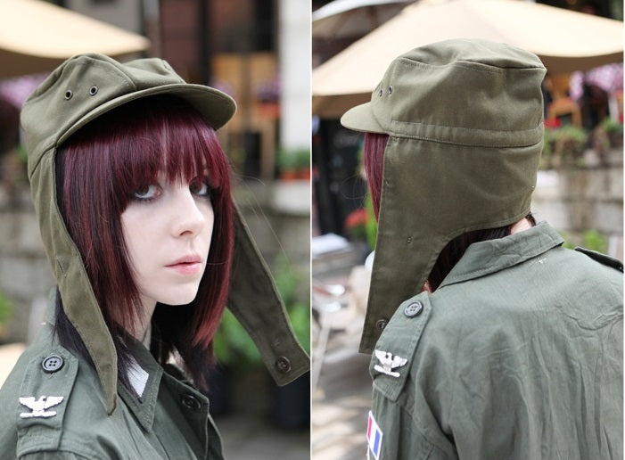 New Unissued Czech army M85 field cap hat khaki olive ear flaps
