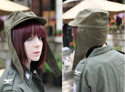 New Unissued Czech army M85 field cap hat khaki olive ear flaps