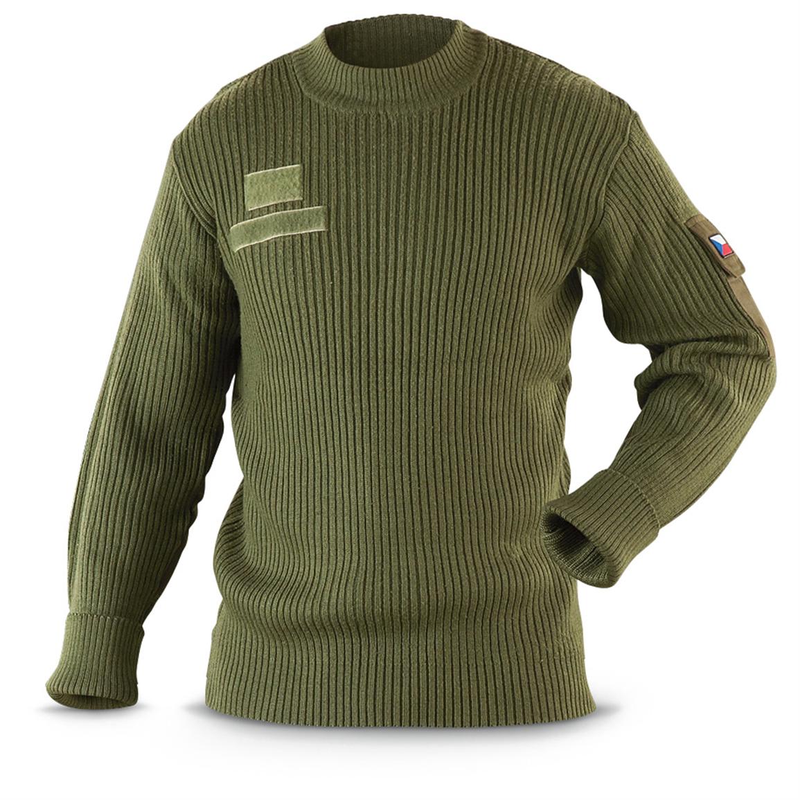 Vintage Czech army olive commando jumper sweater pullover sweatshirt military pulli khaki green