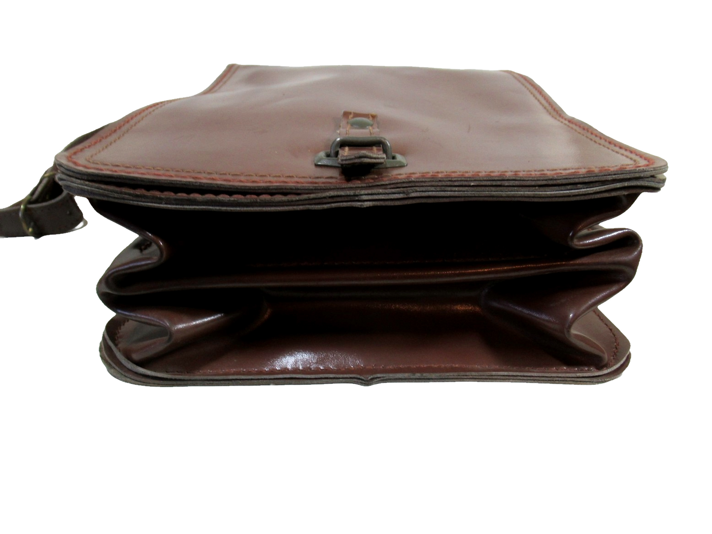 Vintage Brown Faux Leather Czech army communist document case map shoulder bag carrier military soviet era
