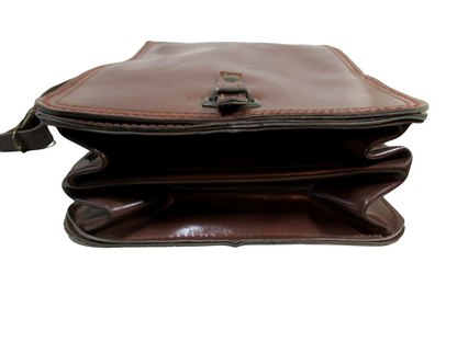 Vintage Brown Faux Leather Czech army communist document case map shoulder bag carrier military soviet era