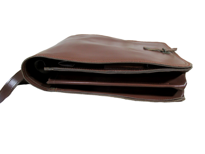 Vintage Brown Faux Leather Czech army communist document case map shoulder bag carrier military soviet era