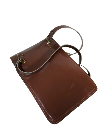 Vintage Brown Faux Leather Czech army communist document case map shoulder bag carrier military soviet era