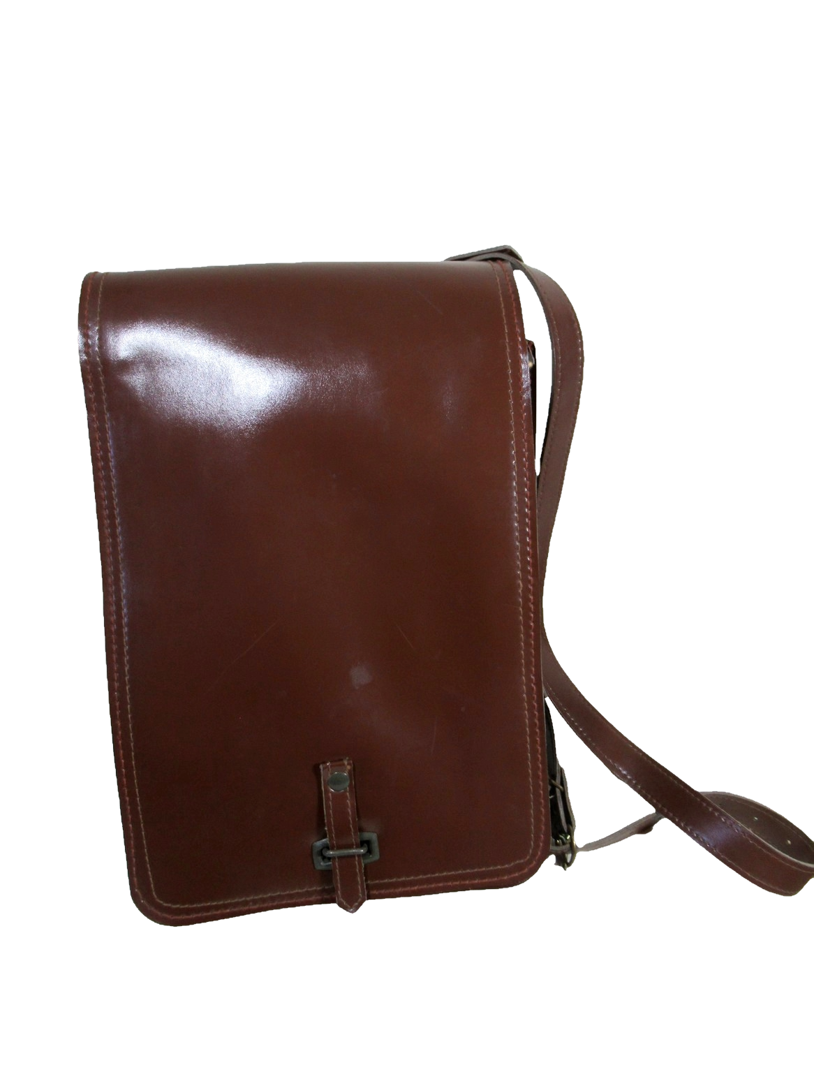 Vintage Brown Faux Leather Czech army communist document case map shoulder bag carrier military soviet era