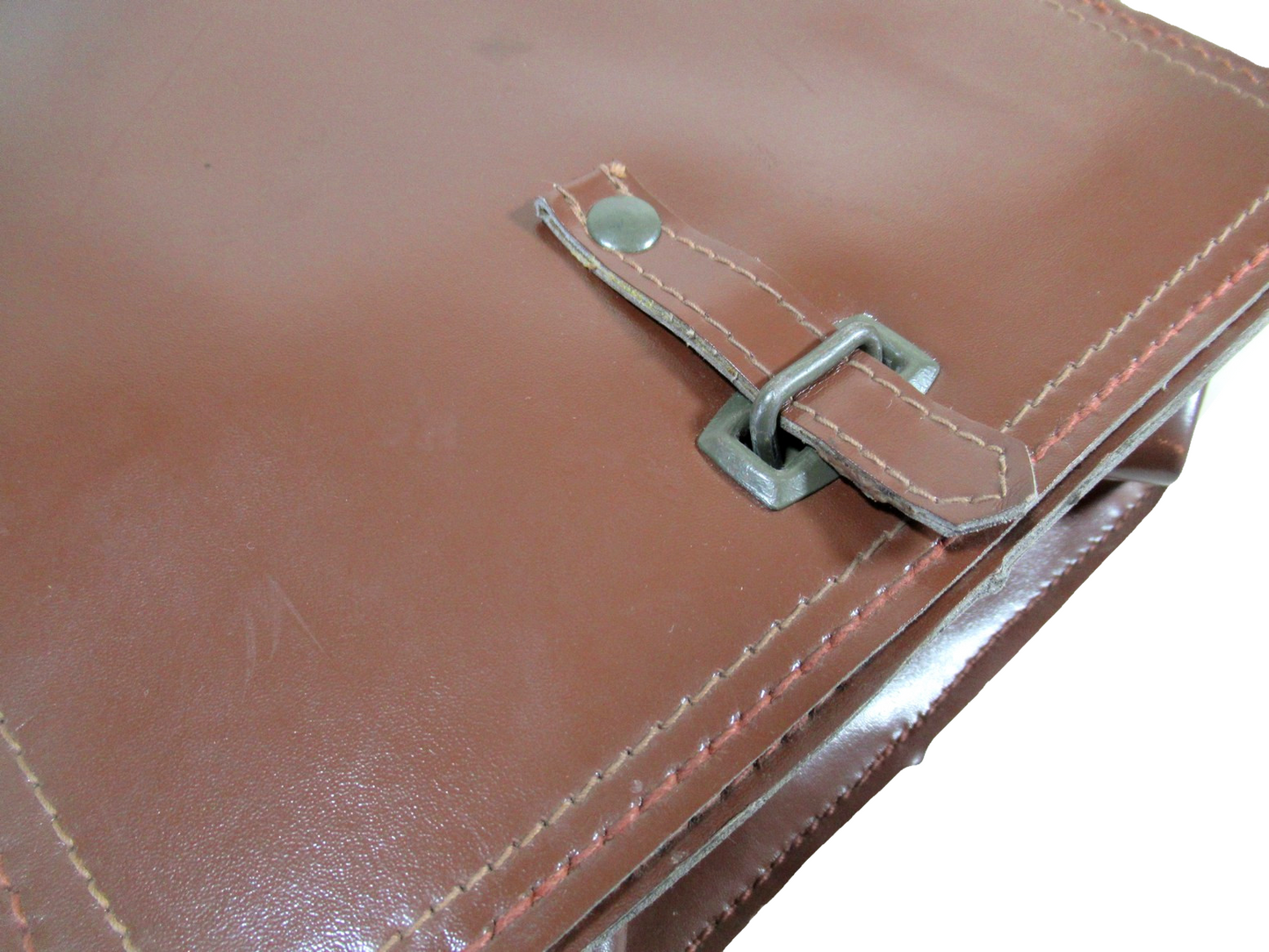 Vintage Brown Faux Leather Czech army communist document case map shoulder bag carrier military soviet era