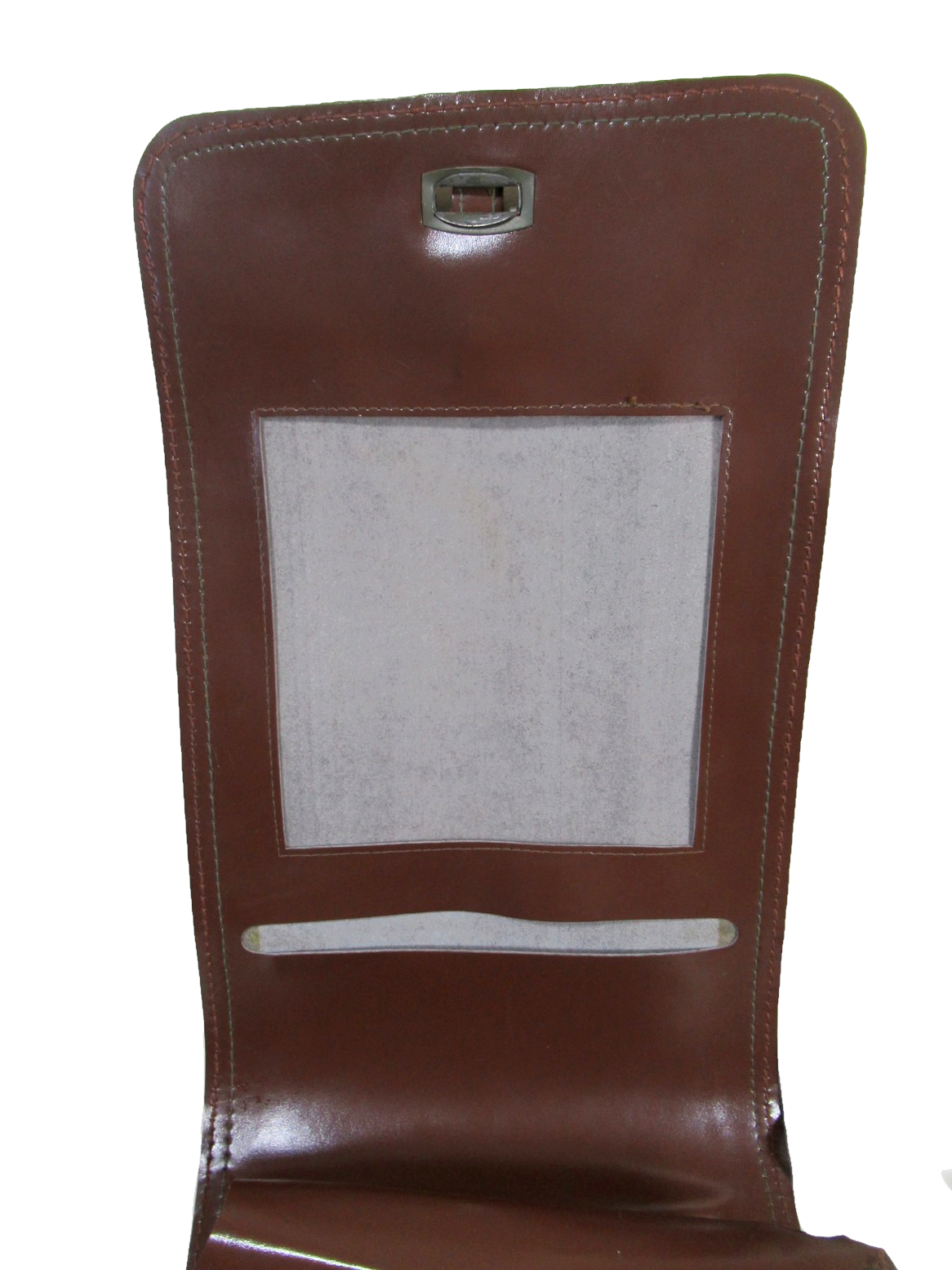 Vintage Brown Faux Leather Czech army communist document case map shoulder bag carrier military soviet era