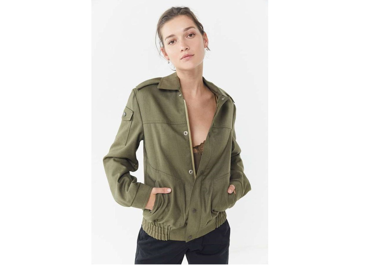 1980s Czech Army Cadet jacket military coat olive khaki unissued bomber ike women