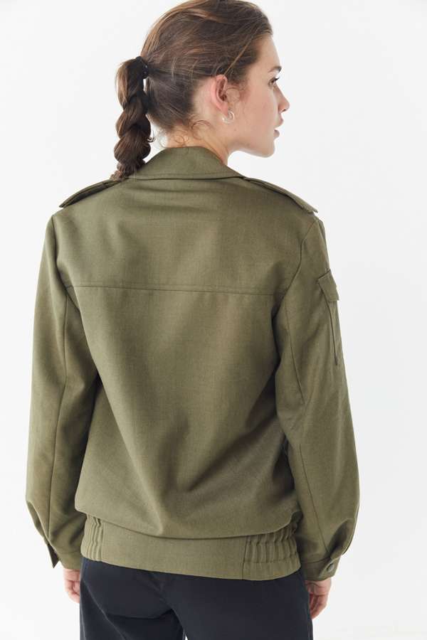 1980s Czech Army Cadet jacket military coat olive khaki unissued bomber ike women