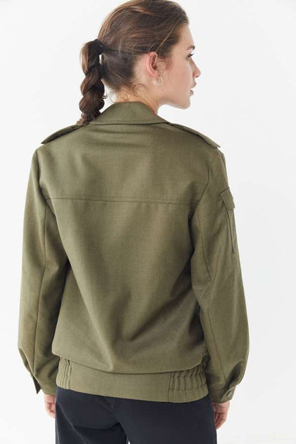 1980s Czech Army Cadet jacket military coat olive khaki unissued bomber ike women