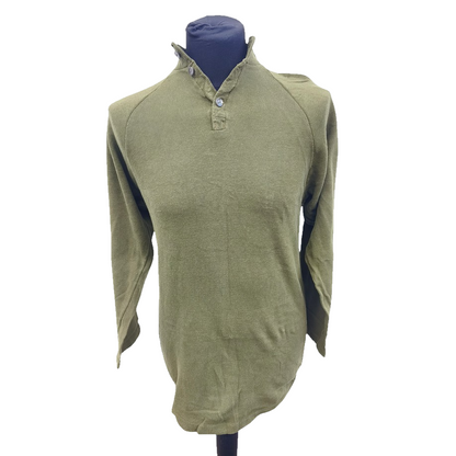 Vintage 1980s Danish army green sleep shirt grandad collar norgie military undershirt thermal waffle pattern (Copy)