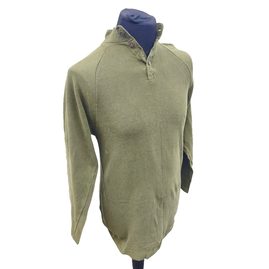Vintage 1980s Danish army green sleep shirt grandad collar norgie military undershirt thermal waffle pattern (Copy)