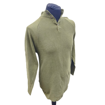 Vintage 1980s Danish army green sleep shirt grandad collar norgie military undershirt thermal waffle pattern (Copy)