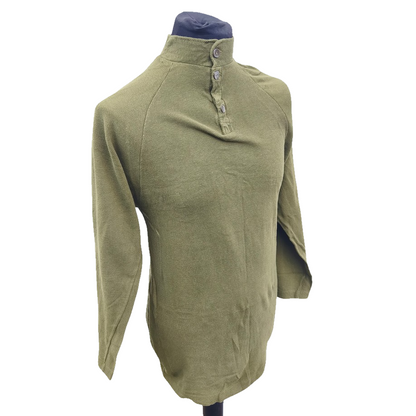 Vintage 1980s Danish army green sleep shirt grandad collar norgie military undershirt thermal waffle pattern (Copy)
