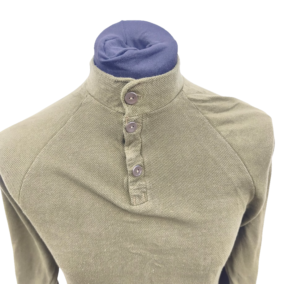 Vintage 1980s Danish army green sleep shirt grandad collar norgie military undershirt thermal waffle pattern (Copy)