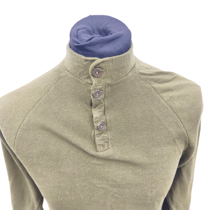 Vintage 1980s Danish army green sleep shirt grandad collar norgie military undershirt thermal waffle pattern (Copy)