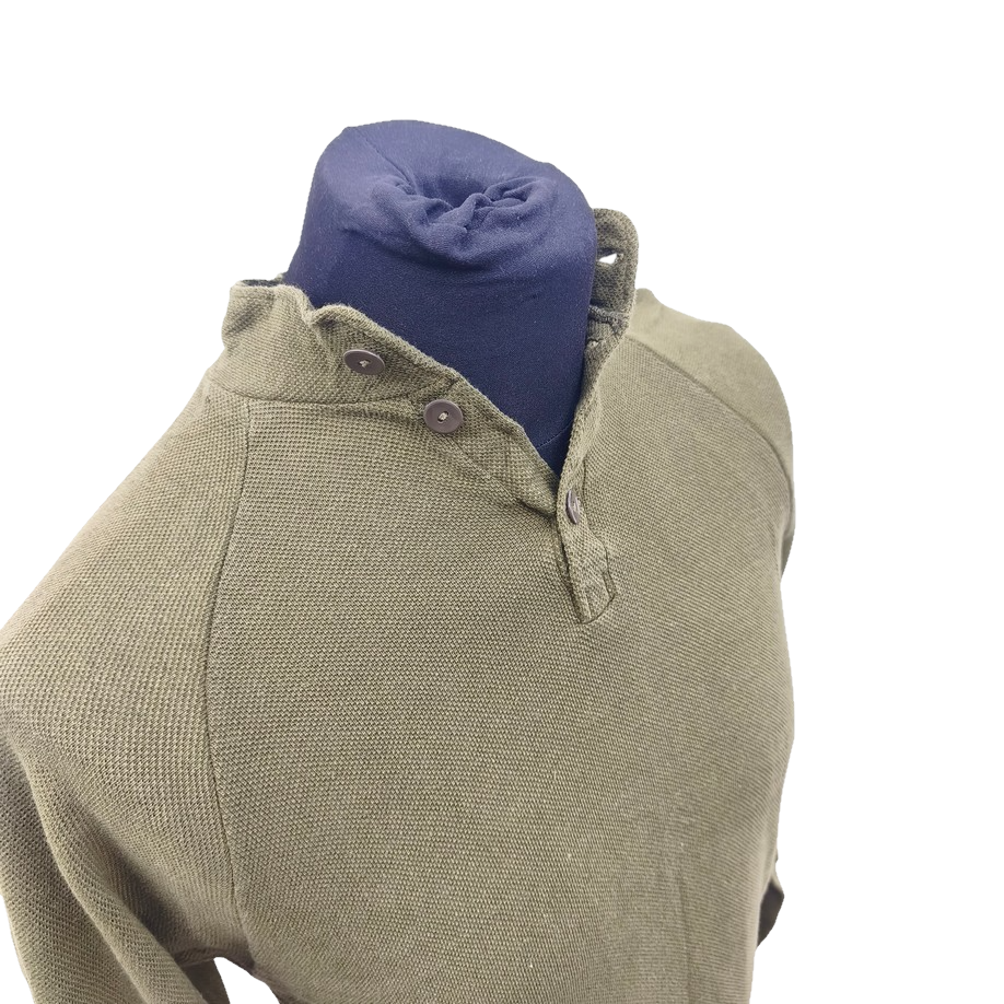 Vintage 1980s Danish army green sleep shirt grandad collar norgie military undershirt thermal waffle pattern (Copy)