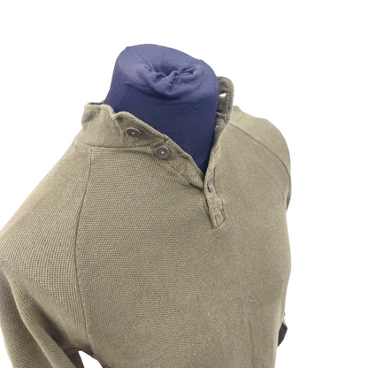 Vintage 1980s Danish army green sleep shirt grandad collar norgie military undershirt thermal waffle pattern (Copy)