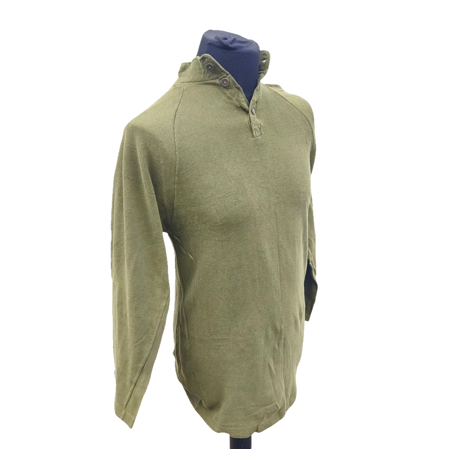 Vintage 1980s Danish army green sleep shirt grandad collar norgie military undershirt thermal waffle pattern (Copy)