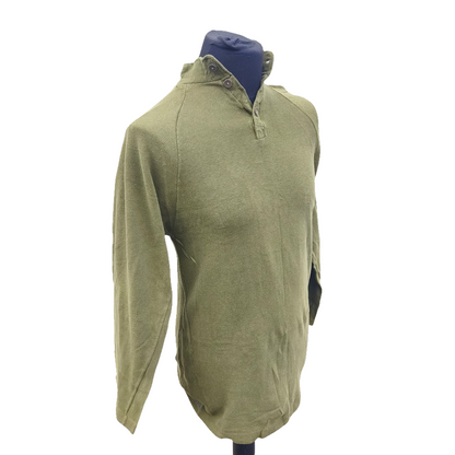 Vintage 1980s Danish army green sleep shirt grandad collar norgie military undershirt thermal waffle pattern (Copy)