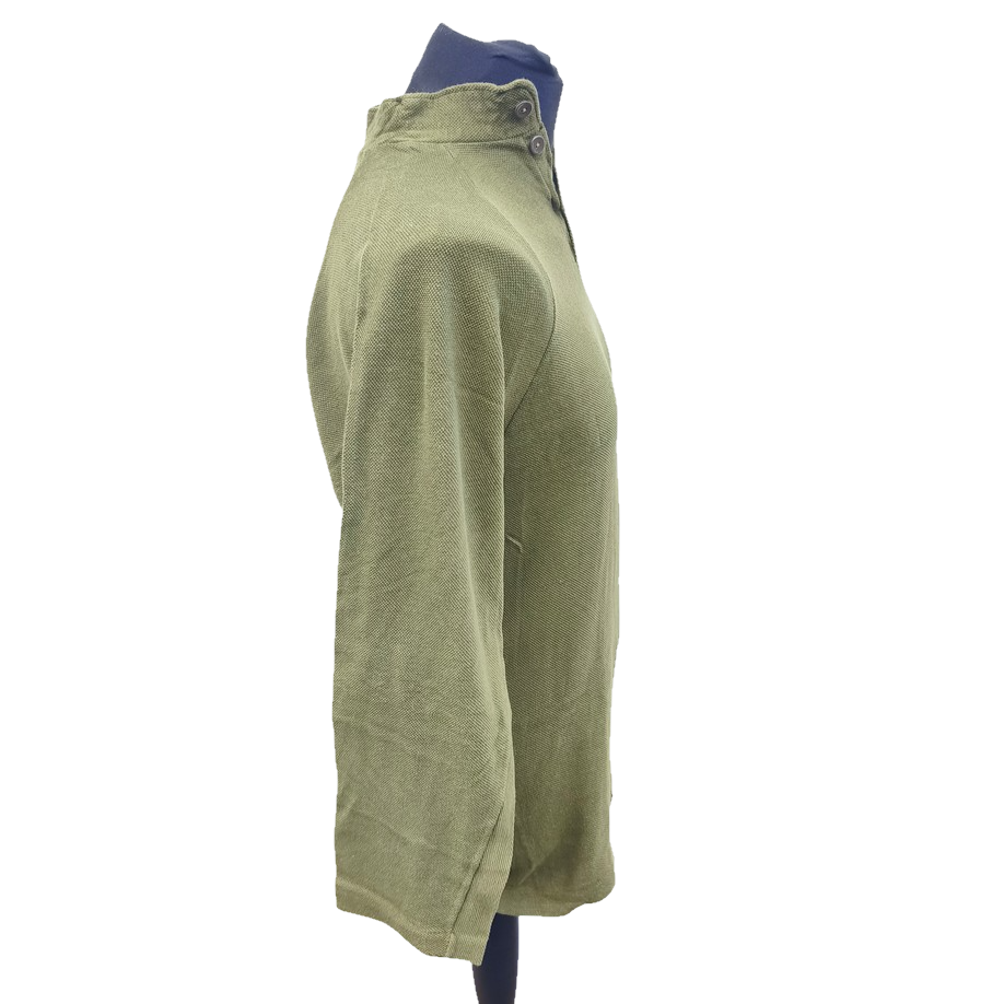 Vintage 1980s Danish army green sleep shirt grandad collar norgie military undershirt thermal waffle pattern (Copy)