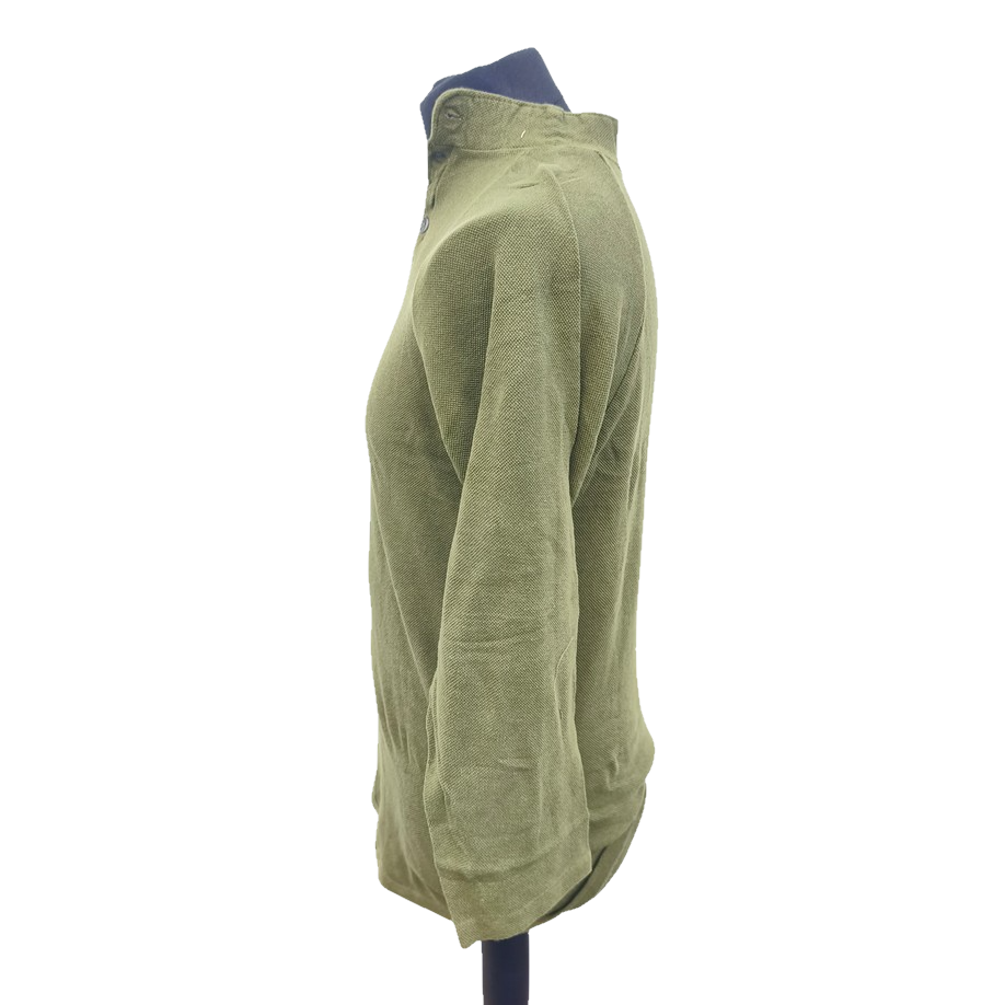 Vintage 1980s Danish army green sleep shirt grandad collar norgie military undershirt thermal waffle pattern (Copy)