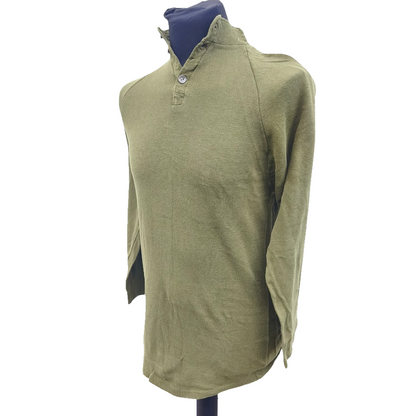 Vintage 1980s Danish army green sleep shirt grandad collar norgie military undershirt thermal waffle pattern (Copy)