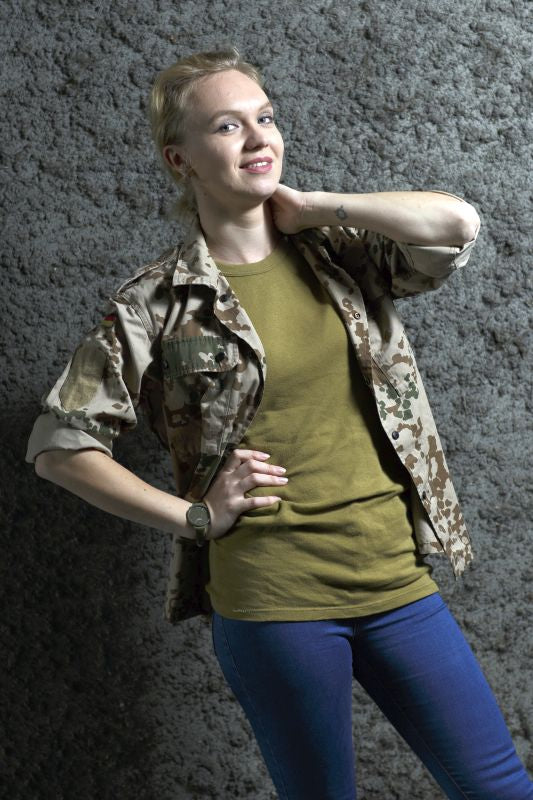 Vintage Women's German desert camo jacket coat surplus army military camouflage field shirt