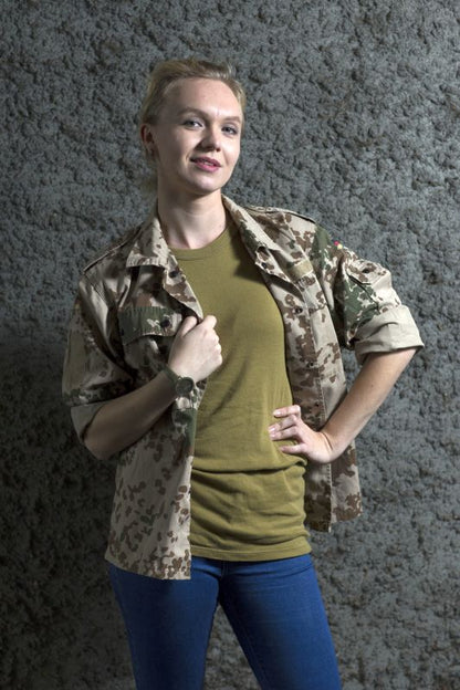 Vintage Women's German desert camo jacket coat surplus army military camouflage field shirt
