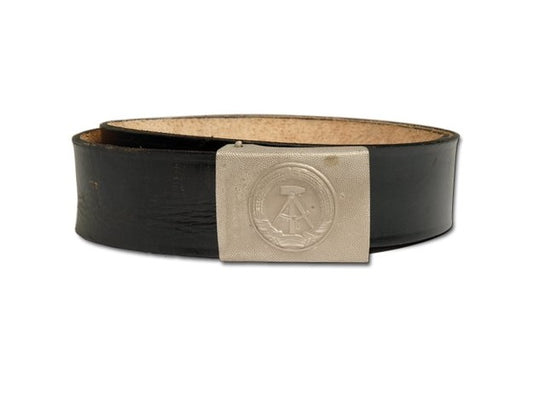 Vintage East German black leather belt cold war communist soviet era NVA DDR GDR