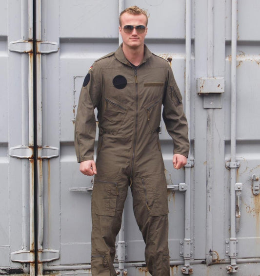 Repaired Vintage German army olive flight pilot suit coverall combi military airforce air force Bundeswehr luftwaffe fighter overall