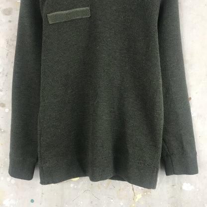 Vintage 1980s Women's French army jumper pullover sweatshirt military olive stretchy