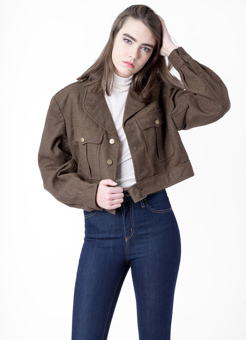 Unissued French Army brown wool ike jacket coat eisenhower military blazer uniform dress jacket parade