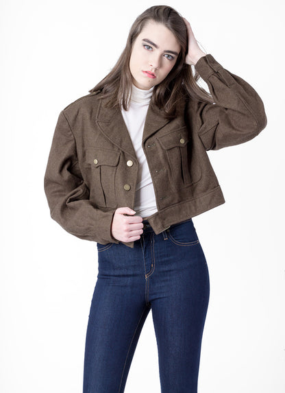 Unissued French Army brown wool ike jacket coat eisenhower military blazer uniform dress jacket parade